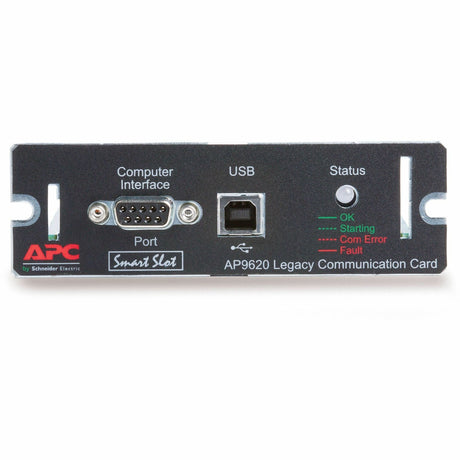 Protocol translation to UPS-Link, Management Options, Legacy Communications SmartSlot Card, UPS support for UPSLink protocol serial communications — AP9620