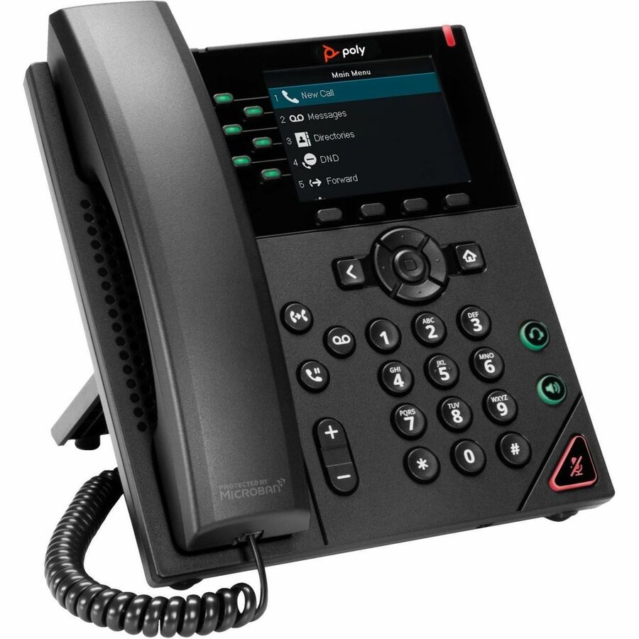 Poly VVX 350 IP Phone - Corded - Corded - Desktop, Wall Mountable - Black — 89B69AA#ABA