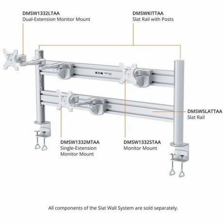 Eaton Tripp Lite Series Single-Extension Monitor Mount for Slat Wall System, 13" to 32" Displays, TAA — DMSW1332MTAA