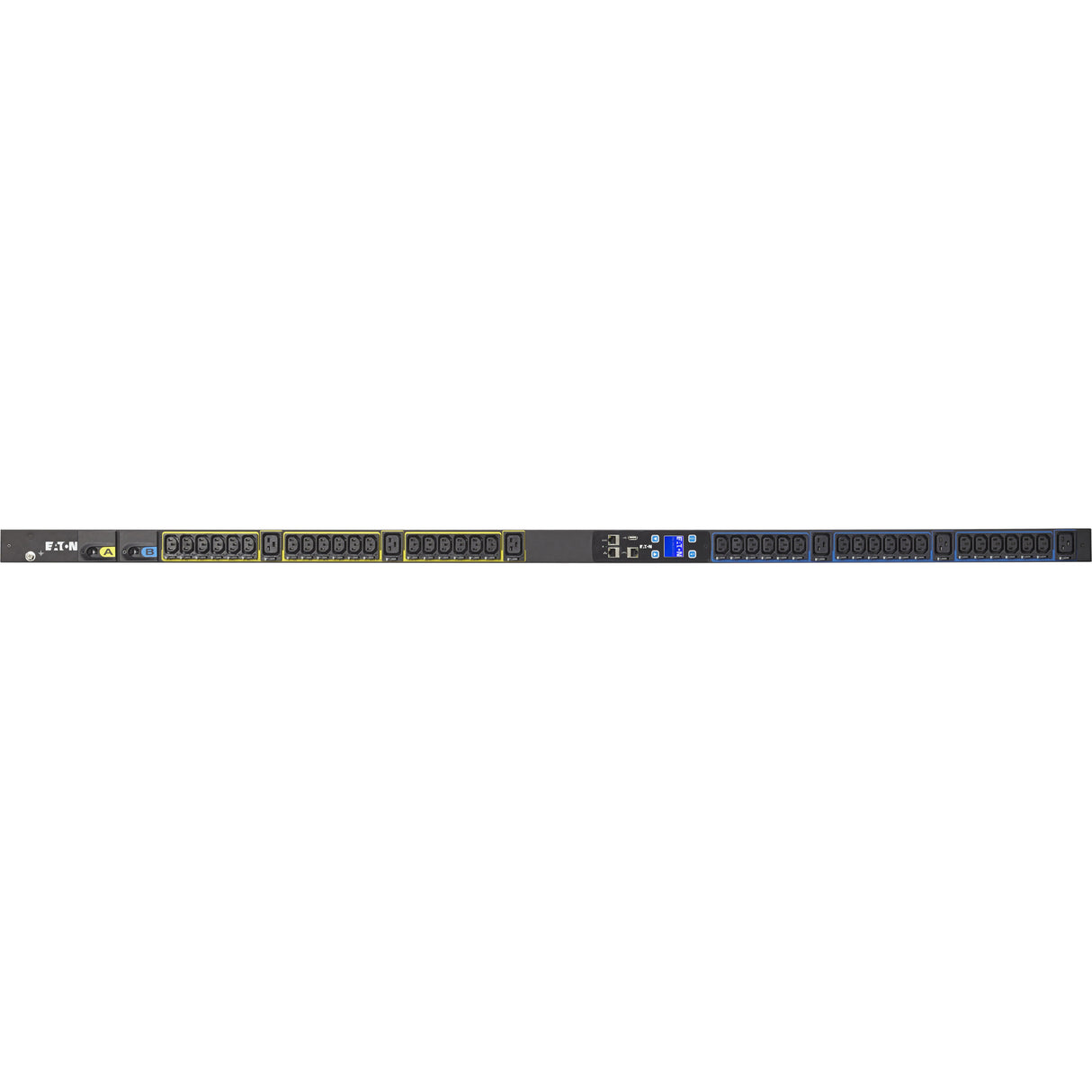 Eaton Metered Input rack PDU, 0U, L6-30P input, 5.76 kW max, 200-240V, 24A, 10 ft cord, Single-phase, Outlets: (36) C13 Outlet grip, (6) C19 Outlet grip — EMI104-10