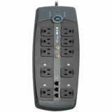 Eaton Tripp Lite Series Protect It! 10-Outlet Surge Protector, 8 ft. (2.43 m) Cord, 3345 Joules, Tel/Modem/Coaxial Protection — TLP1008TELTV