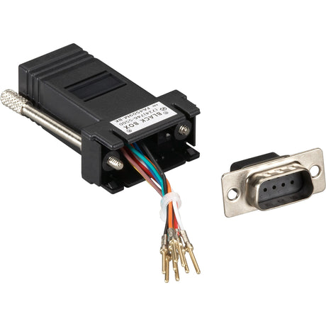Black Box DB9 Male to RJ45F Modular Adapter Kit with Thumbscrews Black — FA4509M-BK