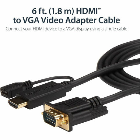 StarTech.com HDMI to VGA Cable - 6 ft / 2m - 1080p - 1920 x 1200 - Active HDMI Cable - Monitor Cable - Computer Cable — HD2VGAMM6