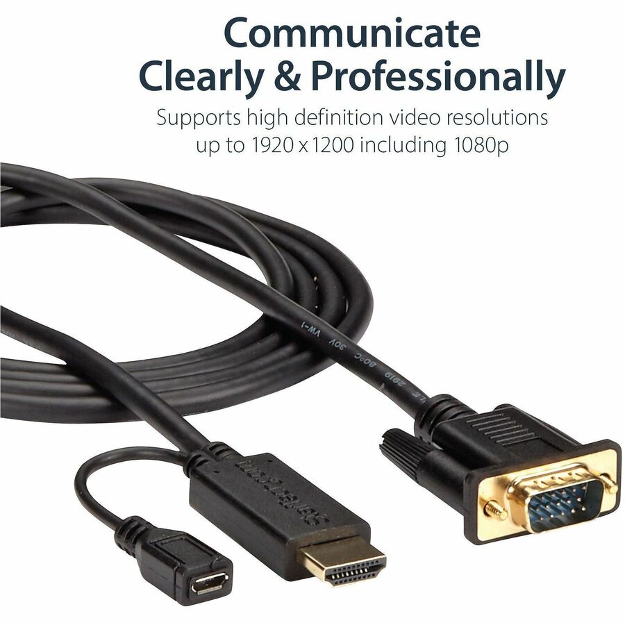 StarTech.com HDMI to VGA Cable - 6 ft / 2m - 1080p - 1920 x 1200 - Active HDMI Cable - Monitor Cable - Computer Cable — HD2VGAMM6