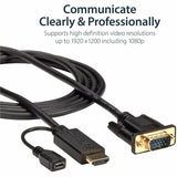 StarTech.com HDMI to VGA Cable - 6 ft / 2m - 1080p - 1920 x 1200 - Active HDMI Cable - Monitor Cable - Computer Cable — HD2VGAMM6