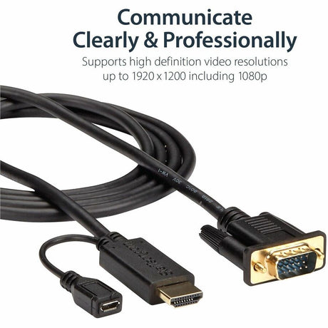 StarTech.com HDMI to VGA Cable - 6 ft / 2m - 1080p - 1920 x 1200 - Active HDMI Cable - Monitor Cable - Computer Cable — HD2VGAMM6