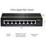 TRENDnet 8-Port Gigabit PoE+ Switch, TPE-TG80G, 8 x Gigabit PoE+ Ports, 123W PoE Power Budget, 16 Gbps, Ethernet Splitter, NDAA & TAA Compliant, Metal, Lifetime Protection, Black — TPE-TG80G