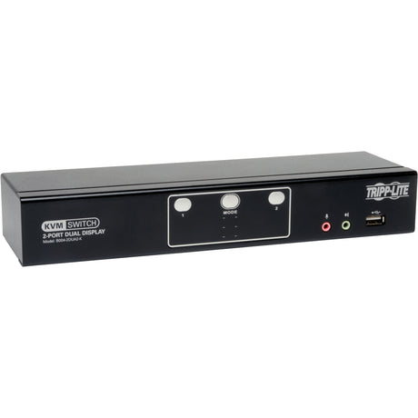 Eaton Tripp Lite Series 2-Port Dual Monitor DVI KVM Switch, TAA, GSA with Audio and USB 2.0 Hub, Cables included — B004-2DUA2-K