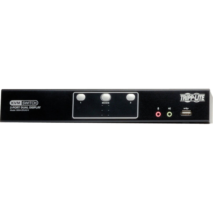 Eaton Tripp Lite Series 2-Port Dual Monitor DVI KVM Switch, TAA, GSA with Audio and USB 2.0 Hub, Cables included — B004-2DUA2-K