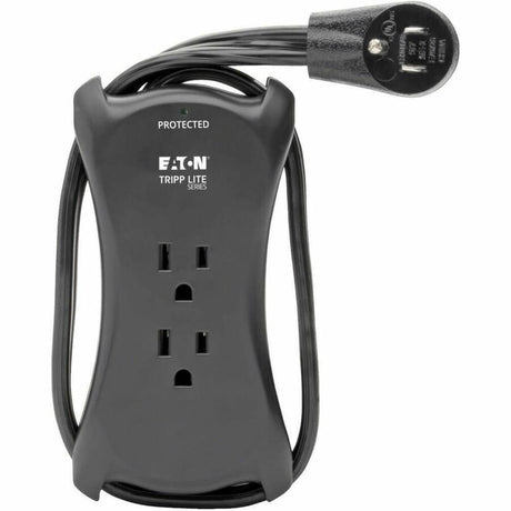 Eaton Tripp Lite Series Protect It! 3-Outlet Travel-Size Surge Protector - 5-15R Outlets, 2 USB Ports, 5-15P Input, 1050 Joules, Black — TRAVELER3USB