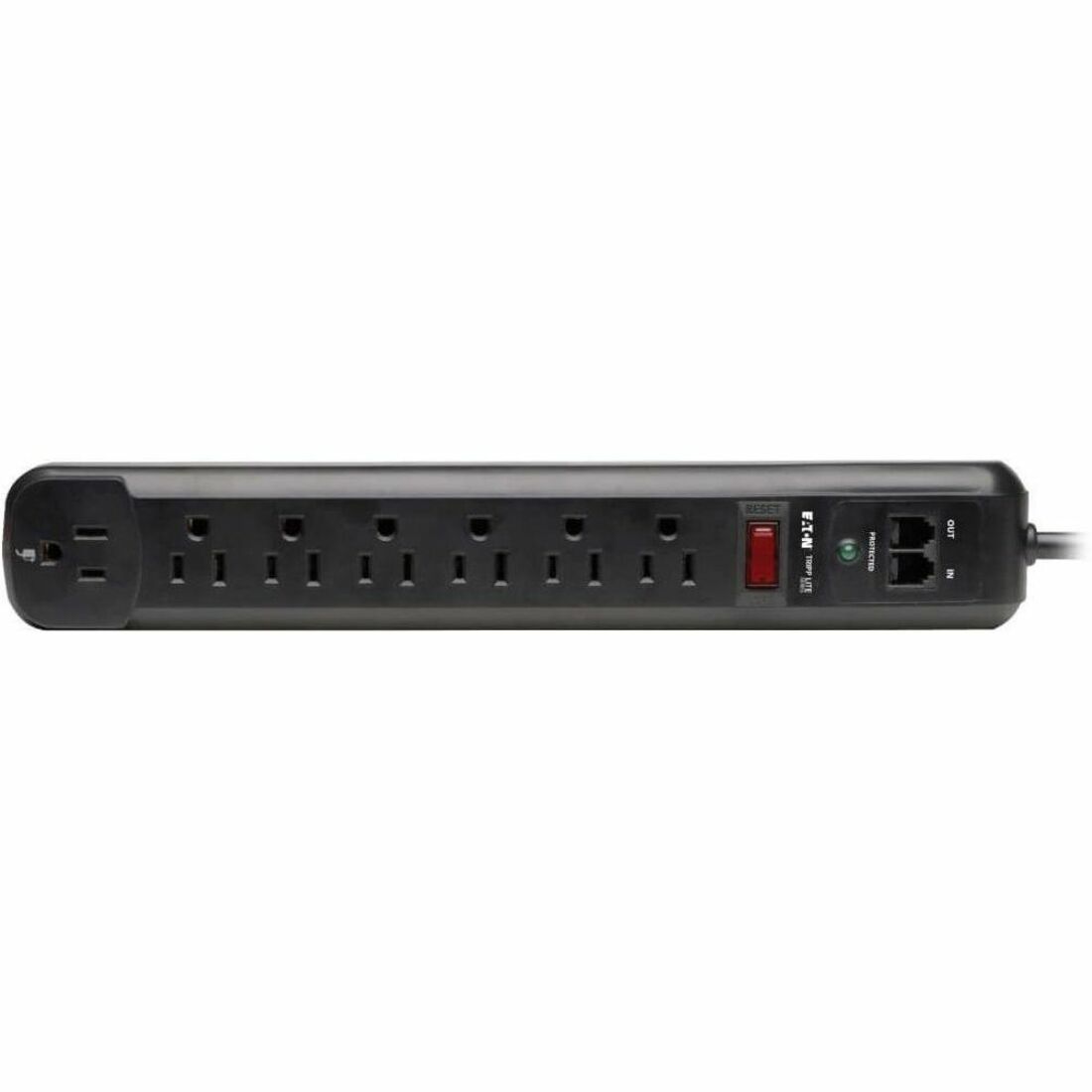 Eaton Tripp Lite Series Protect It! 7-Outlet Surge Protector, 6 ft. (1.83 m) Cord, 1080 Joules, Modem/Fax Protection, Black Housing — TLP76RBTEL