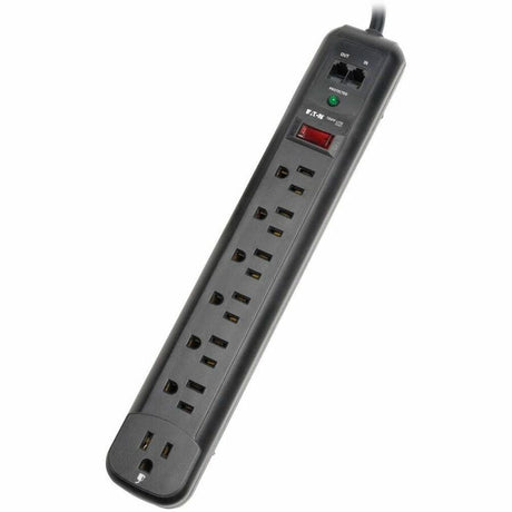 Eaton Tripp Lite Series Protect It! 7-Outlet Surge Protector, 6 ft. (1.83 m) Cord, 1080 Joules, Modem/Fax Protection, Black Housing — TLP76RBTEL