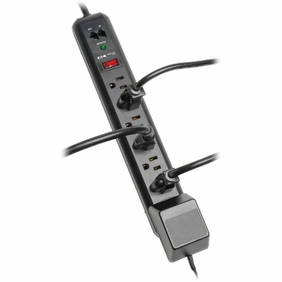 Eaton Tripp Lite Series Protect It! 7-Outlet Surge Protector, 6 ft. (1.83 m) Cord, 1080 Joules, Modem/Fax Protection, Black Housing — TLP76RBTEL