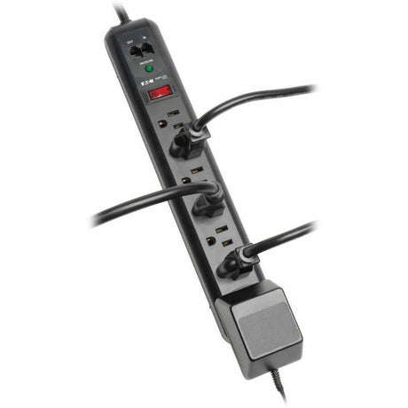 Eaton Tripp Lite Series Protect It! 7-Outlet Surge Protector, 6 ft. (1.83 m) Cord, 1080 Joules, Modem/Fax Protection, Black Housing — TLP76RBTEL
