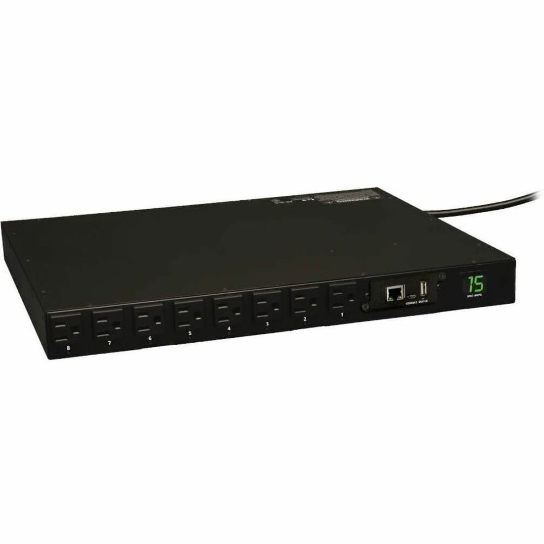 Eaton 1.4kW Single-Phase Switched PDU - LX Interface, 120V Outlets (16 5-15R), 5-15P, 120V Input, 12 ft. (3.66 m) Cord, 1U Rack-Mount, TAA — PDUMH15NET