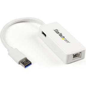 StarTech.com USB 3.0 to Gigabit Ethernet Adapter NIC w/ USB Port - White — USB31000SPTW