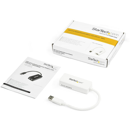 StarTech.com USB 3.0 to Gigabit Ethernet Adapter NIC w/ USB Port - White — USB31000SPTW