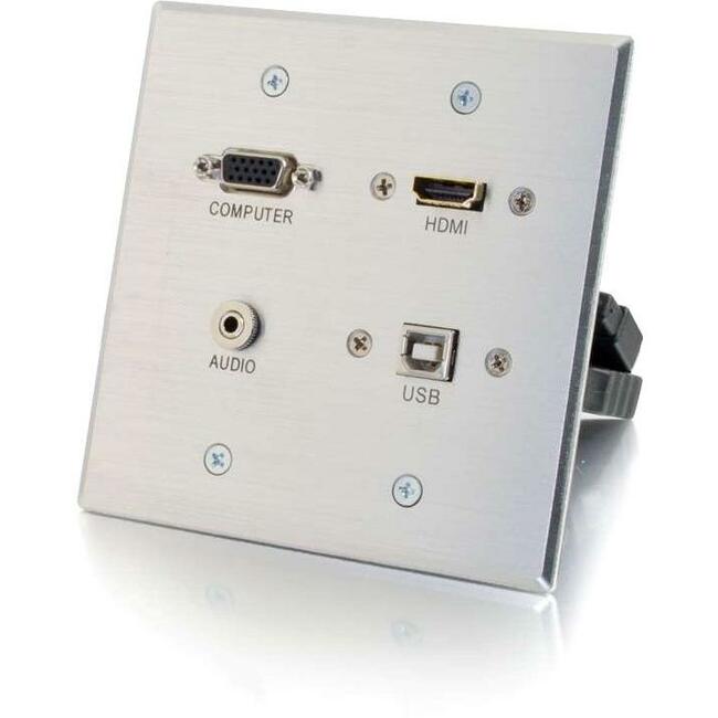 C2G HDMI, VGA, 3.5mm Audio and USB Pass Through Wall Plate - Double Gang — 39703