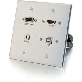 C2G HDMI, VGA, 3.5mm Audio and USB Pass Through Wall Plate - Double Gang — 39703