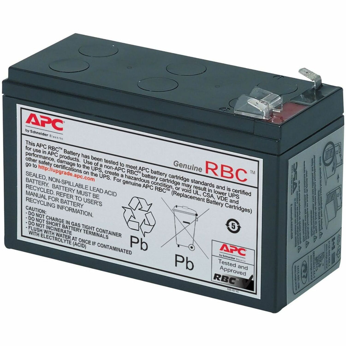 APC Replacement Battery Cartridge, Valve regulated lead-acid battery, 7Ah, 12VDC, 2-year warranty — RBC2