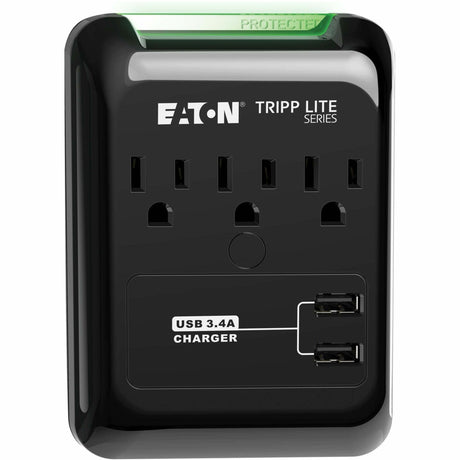 Eaton Tripp Lite Series Protect It! 3-Outlet Surge Protector, Direct Plug-In, 540 Joules, 3.4 A USB Charger, Diagnostic LED — SK30USB