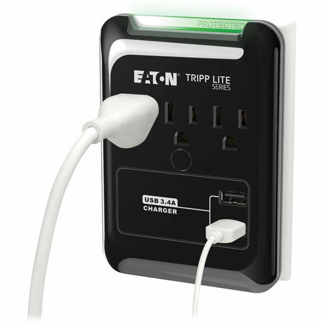 Eaton Tripp Lite Series Protect It! 3-Outlet Surge Protector, Direct Plug-In, 540 Joules, 3.4 A USB Charger, Diagnostic LED — SK30USB