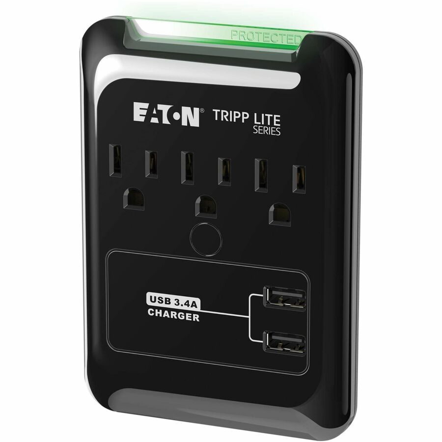 Eaton Tripp Lite Series Protect It! 3-Outlet Surge Protector, Direct Plug-In, 540 Joules, 3.4 A USB Charger, Diagnostic LED — SK30USB