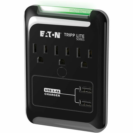 Eaton Tripp Lite Series Protect It! 3-Outlet Surge Protector, Direct Plug-In, 540 Joules, 3.4 A USB Charger, Diagnostic LED — SK30USB