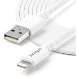 StarTech.com 3m (10ft) Long White Apple�&reg; 8-pin Lightning Connector to USB Cable for iPhone / iPod / iPad — USBLT3MW
