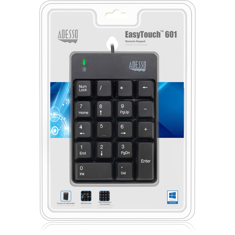 Adesso USB Spill Resistant 18-Key Numeric Keypad — AKB-601UB