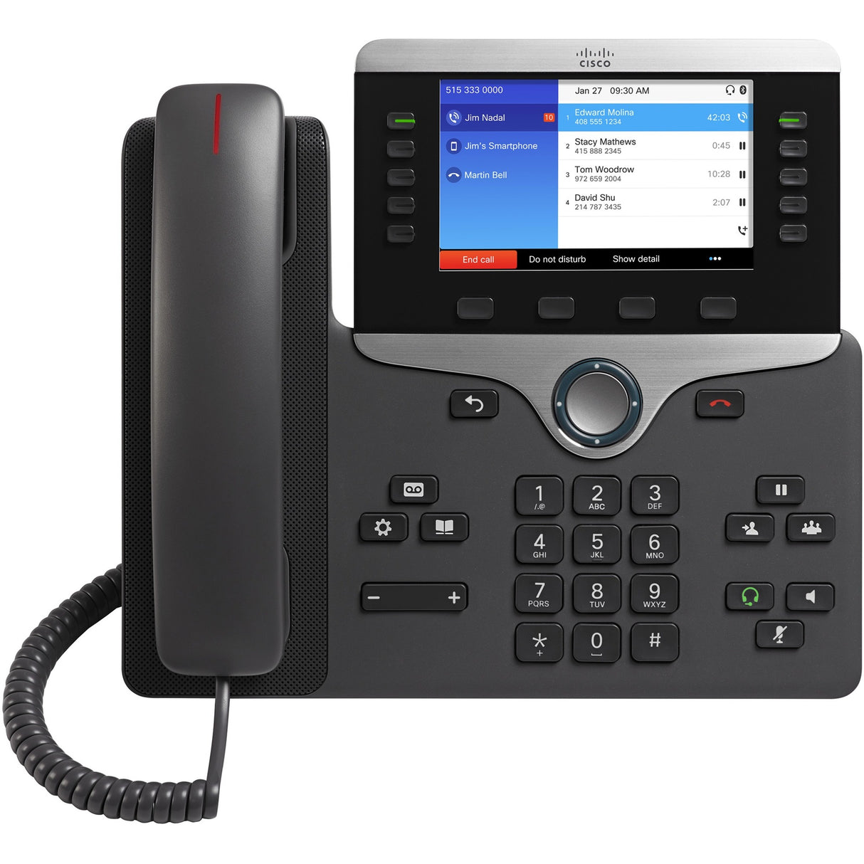 Cisco 8851 IP Phone - Corded/Cordless - Corded - Bluetooth - 5 Multiple Conferencing - Wall Mountable, Desktop — CP-8851-3PW-NA-K9=
