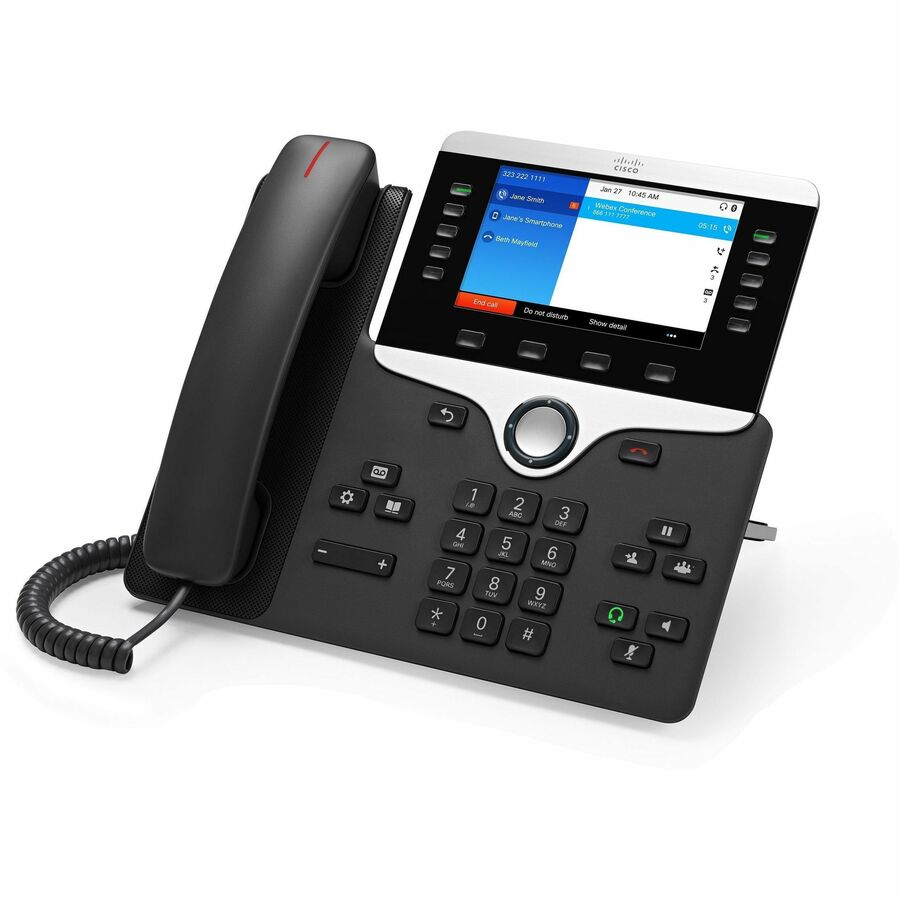 Cisco 8851 IP Phone - Corded/Cordless - Corded - Bluetooth - 5 Multiple Conferencing - Wall Mountable, Desktop — CP-8851-3PW-NA-K9=