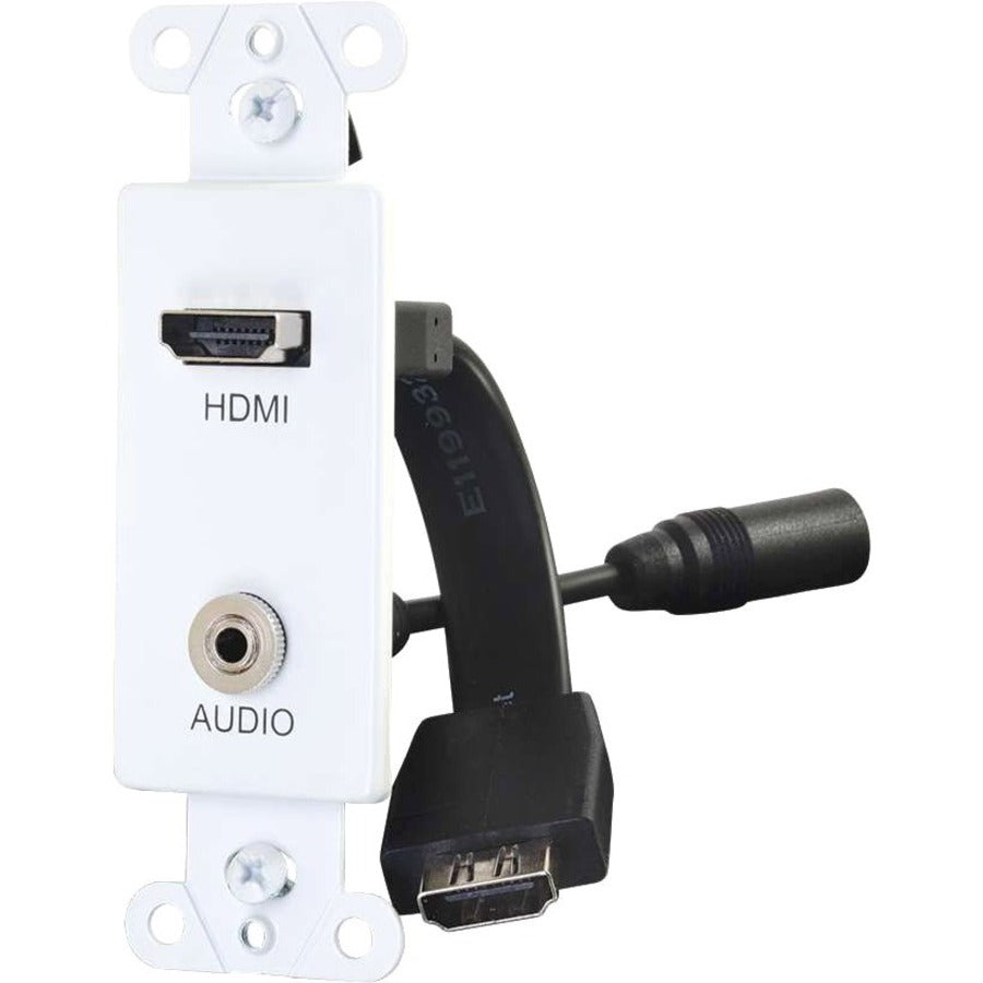 C2G Decorative Wall Plate with HDMI Pigtail and 3.5mm White — 39872