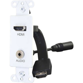 C2G Decorative Wall Plate with HDMI Pigtail and 3.5mm White — 39872