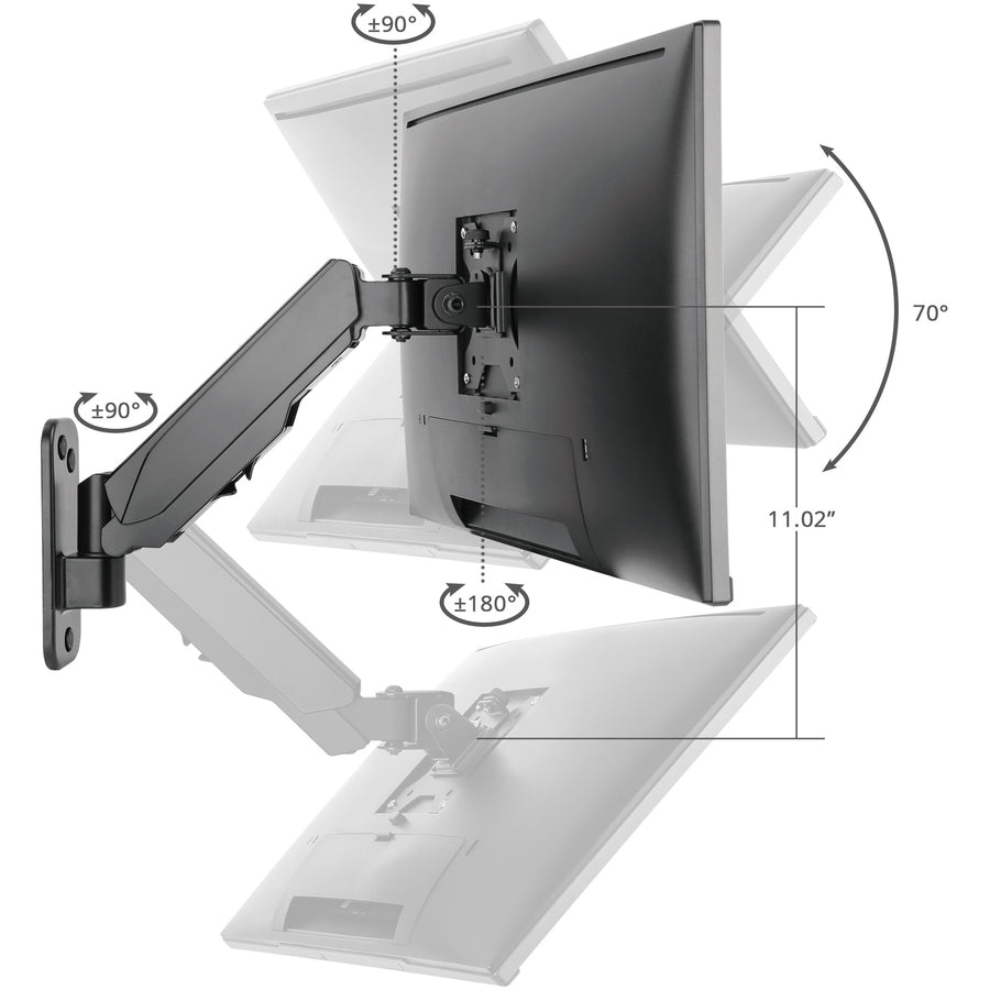 Aluminum Wall Mount Gas Spring Monitor Arm - 17" to 32" — CE-MT2K12-S1
