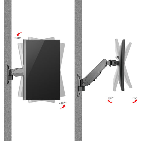 Aluminum Wall Mount Gas Spring Monitor Arm - 17" to 32" — CE-MT2K12-S1