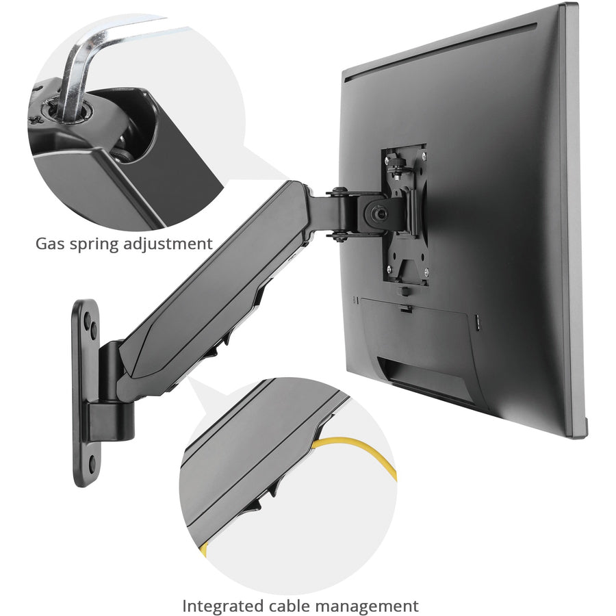 Aluminum Wall Mount Gas Spring Monitor Arm - 17" to 32" — CE-MT2K12-S1