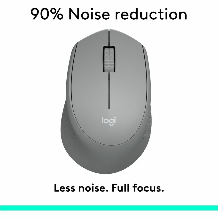 Logitech M330 SILENT PLUS Wireless Mouse, 2.4GHz with USB Receiver, Optical Tracking, Quiet & Lightweight, Gray — 910-004908