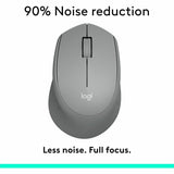 Logitech M330 SILENT PLUS Wireless Mouse, 2.4GHz with USB Receiver, Optical Tracking, Quiet & Lightweight, Gray — 910-004908