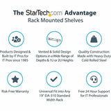 StarTech.com 1U Vented Server Rack Cabinet Shelf - Fixed 10in Deep Cantilever Rackmount Tray for 19" Data/AV/Network Enclosure w/Cage Nuts — CABSHELFV1U