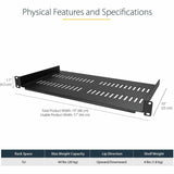 StarTech.com 1U Vented Server Rack Cabinet Shelf - Fixed 10in Deep Cantilever Rackmount Tray for 19" Data/AV/Network Enclosure w/Cage Nuts — CABSHELFV1U