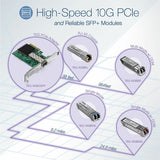 TRENDnet 10GBASE-SR SFP+ Multi Mode LC Module, TEG-10GBSR, Supports Distances up to 300m (984 feet), Hot Pluggable Fiber SFP+ Transceiver, 850nm Wavelength, Lifetime Protection, Silver — TEG-10GBSR