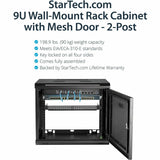 StarTech.com 2-Post 9U Wall Mount Network Cabinet, 19" Wall-Mounted Server Rack for Data / IT Equipment, Small Lockable Rack Enclosure — RK9WALM