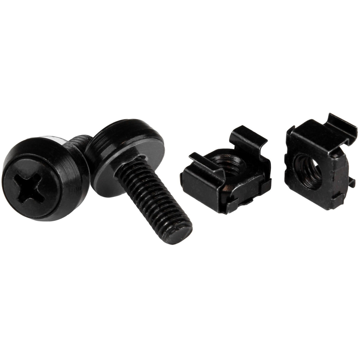 StarTech.com M6 x 12mm - Screws and Cage Nuts - 100 Pack, Black - M6 Mounting Screws & Cage Nuts for Server Rack & Cabinet — CABSCREWM62B