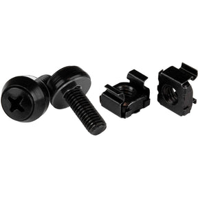 StarTech.com M6 x 12mm - Screws and Cage Nuts - 100 Pack, Black - M6 Mounting Screws & Cage Nuts for Server Rack & Cabinet — CABSCREWM62B