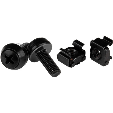 StarTech.com M6 x 12mm - Screws and Cage Nuts - 100 Pack, Black - M6 Mounting Screws & Cage Nuts for Server Rack & Cabinet — CABSCREWM62B