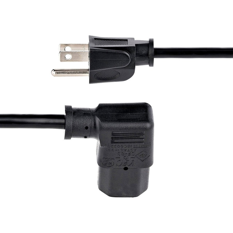 StarTech.com 3ft (1m )Computer Power Cord, NEMA 5-15P to Right Angle C13, 10A 125V, 18AWG, Replacement AC Power Cord, Monitor Power Cable — PXT101L3