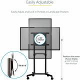 StarTech.com Mobile TV Cart, Portable Rolling TV Stand, 37-70 inch VESA Display Mount (154lb/70kg), Shelf & Storage, Rotate/Tilt Display — MBLTVSTNDEC