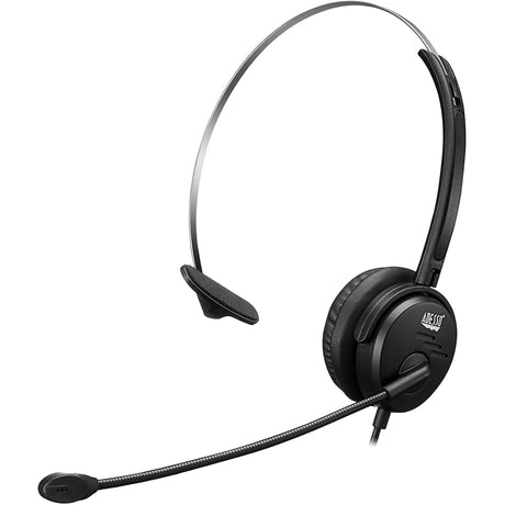 Adesso USB Single-Sided Headset with Adjustable Microphone- Noise Cancelling- Mono - USB - Wired - Over-the-head - 6 ft Cable -, Omni-directional Microphone - Black — XtreamP1