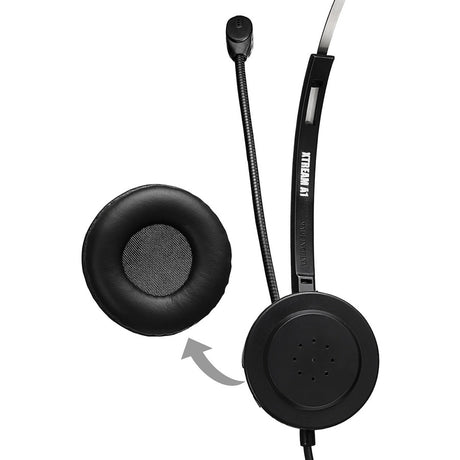 Adesso USB Single-Sided Headset with Adjustable Microphone- Noise Cancelling- Mono - USB - Wired - Over-the-head - 6 ft Cable -, Omni-directional Microphone - Black — XtreamP1